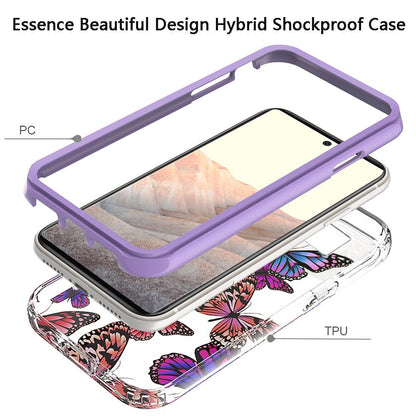For Apple iPhone 14 Plus (6.7") Beautiful Design 3in1 Hybrid Triple Layer Armor Hard PC Plastic Rubber Frame Purple Butterfly Phone Case Cover