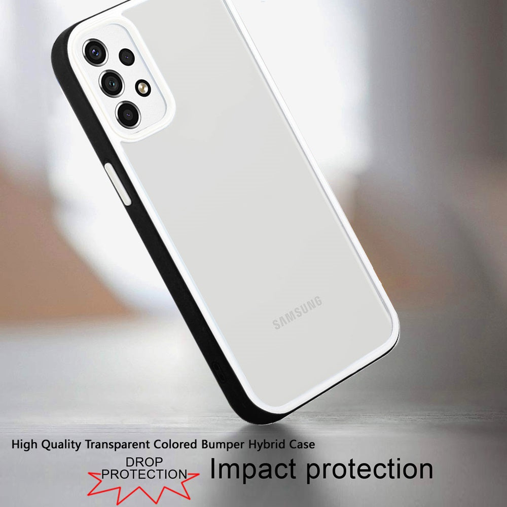 For Samsung Galaxy A73 5G Hybrid Transparent Colored Frame Bumper Hard Back Shockproof Slim TPU Silicone Protective  Phone Case Cover