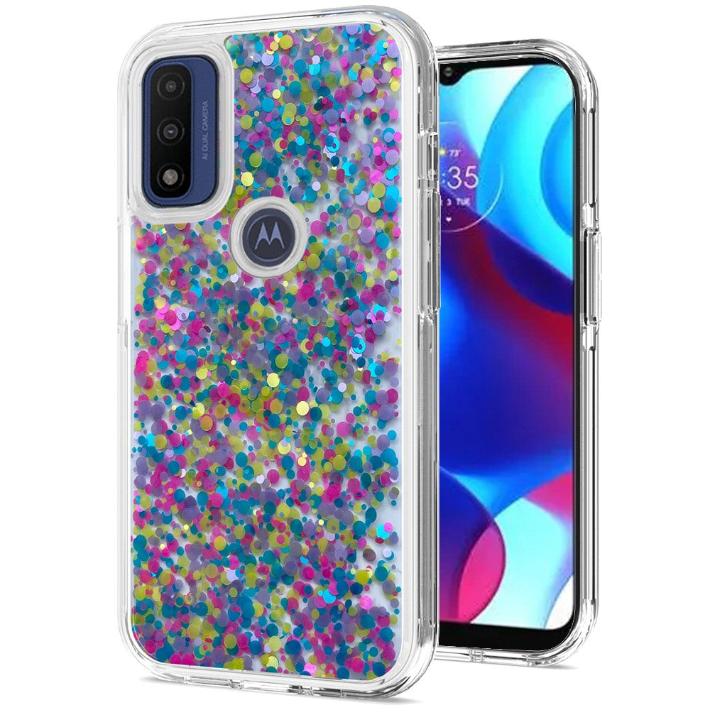 For Motorola Moto G Pure Colorful Glitter Bling Sparkle Epoxy Glittering Shining Hybrid Hard PC Silicone Shockproof  Phone Case Cover