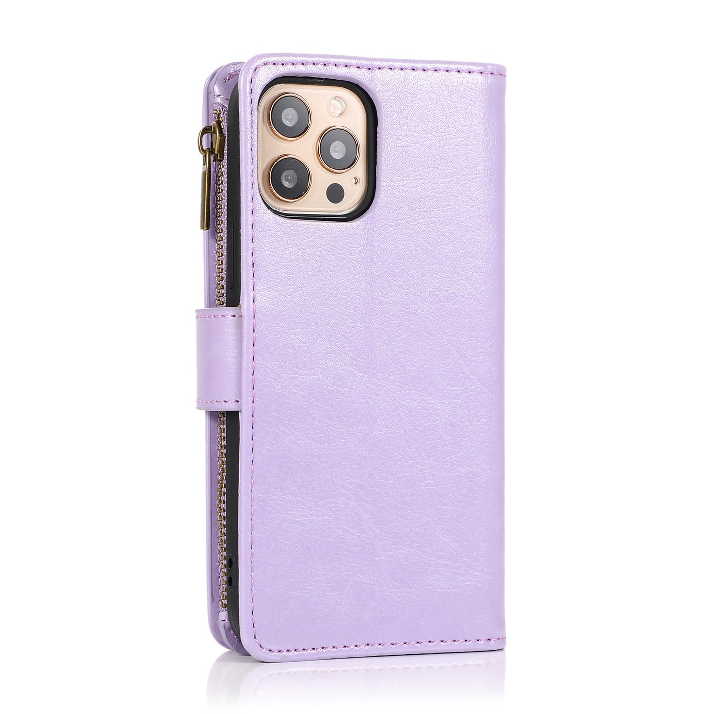For Motorola Moto G Stylus 2022 4G Leather Zipper Wallet Case 9 Credit Card Slots Pocket Clutch Pouch with Stand & Strap Lavender Phone Case Cover