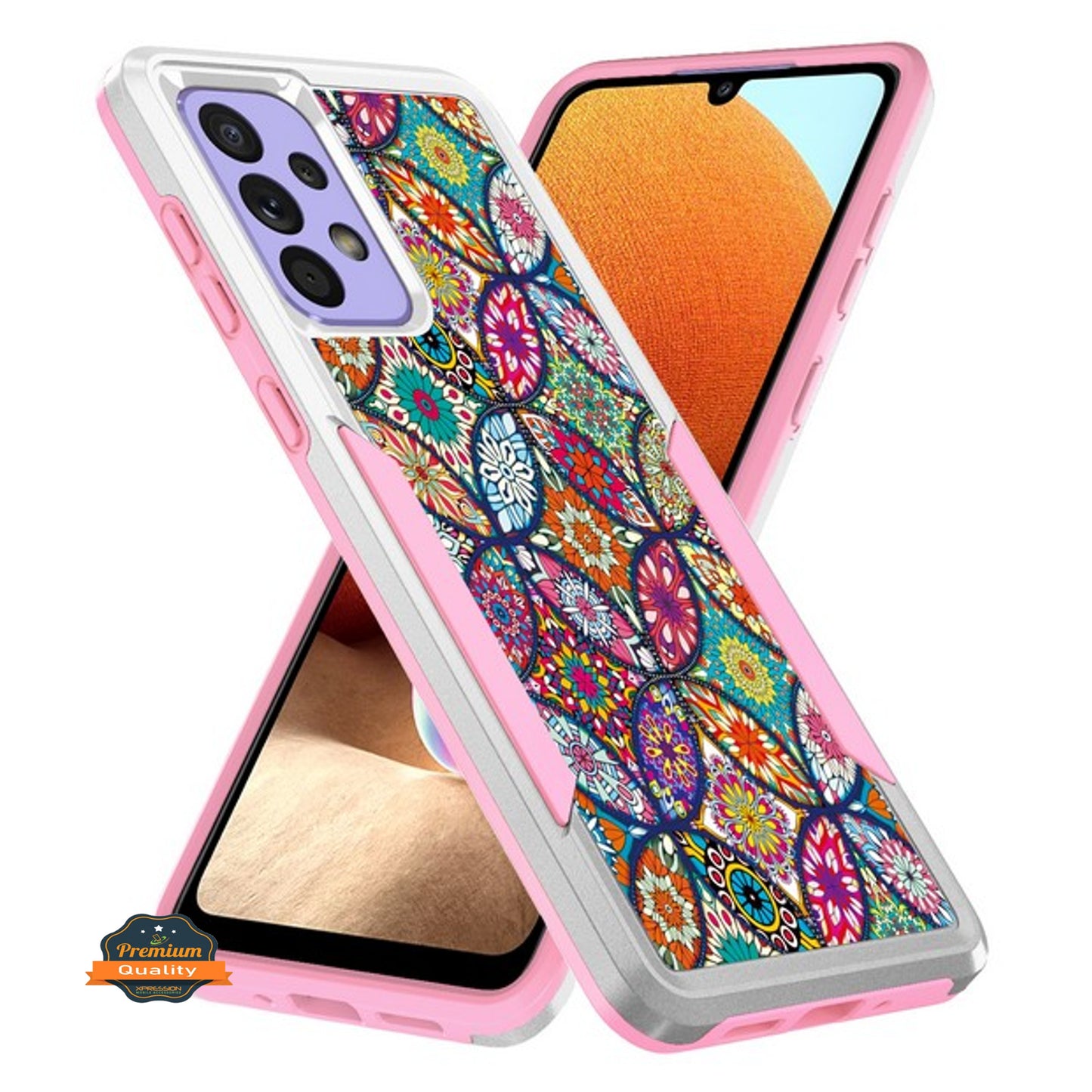 For Samsung Galaxy A13 5G Pattern Design Hybrid Bumper Rugged Dual Layer Heavy-Duty Military-Grade TPU Hard Defender  Phone Case Cover