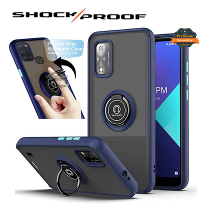 For Wiko Ride 3 Matte Translucent with Ring Stand /Kickstand (Work with Car Mount) Hybrid Shockproof Armor [Military Grade] Bumper  Phone Case Cover