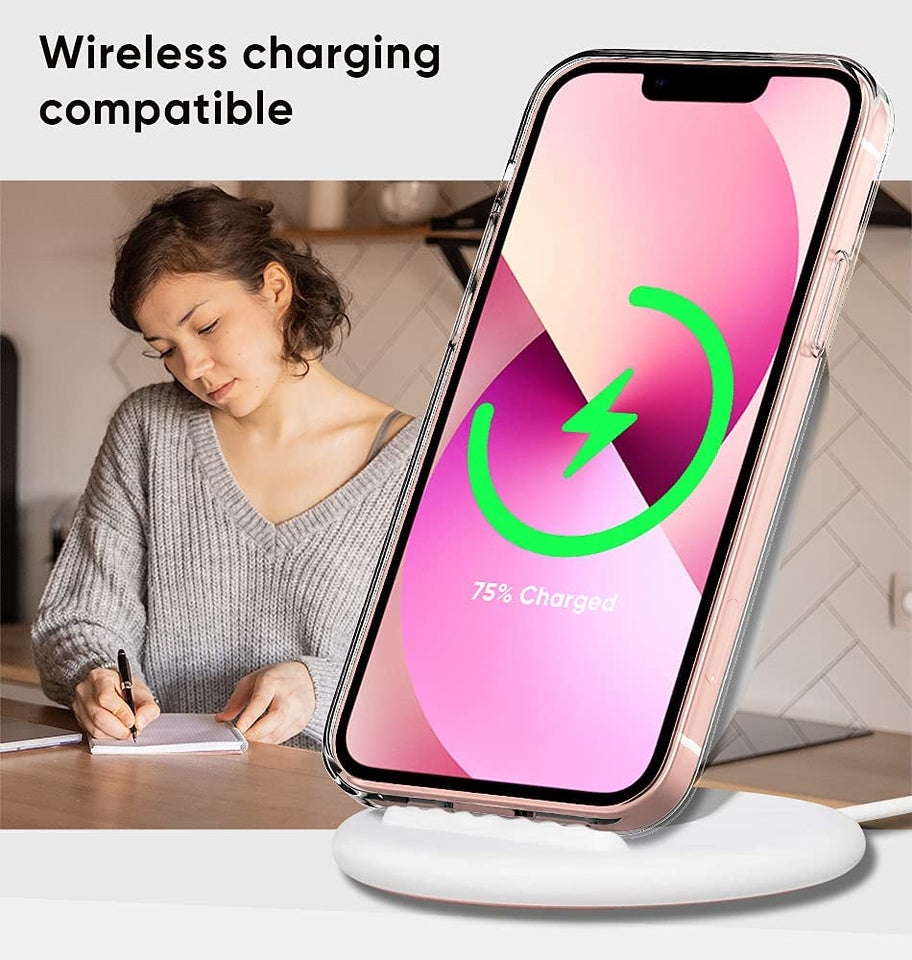 For Apple iPhone 13 (6.1") Transparent Gummy Acrylic TPU Hybrid Cushion Rigid Shock Protection Rubber Bumper Hard Back Clear Phone Case Cover