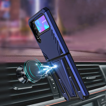 For Samsung Galaxy S22 Hybrid Armor Rugged with Kickstand, Supports Magnetic Car Mount Dual Layer Hard PC Protective Blue Phone Case Cover