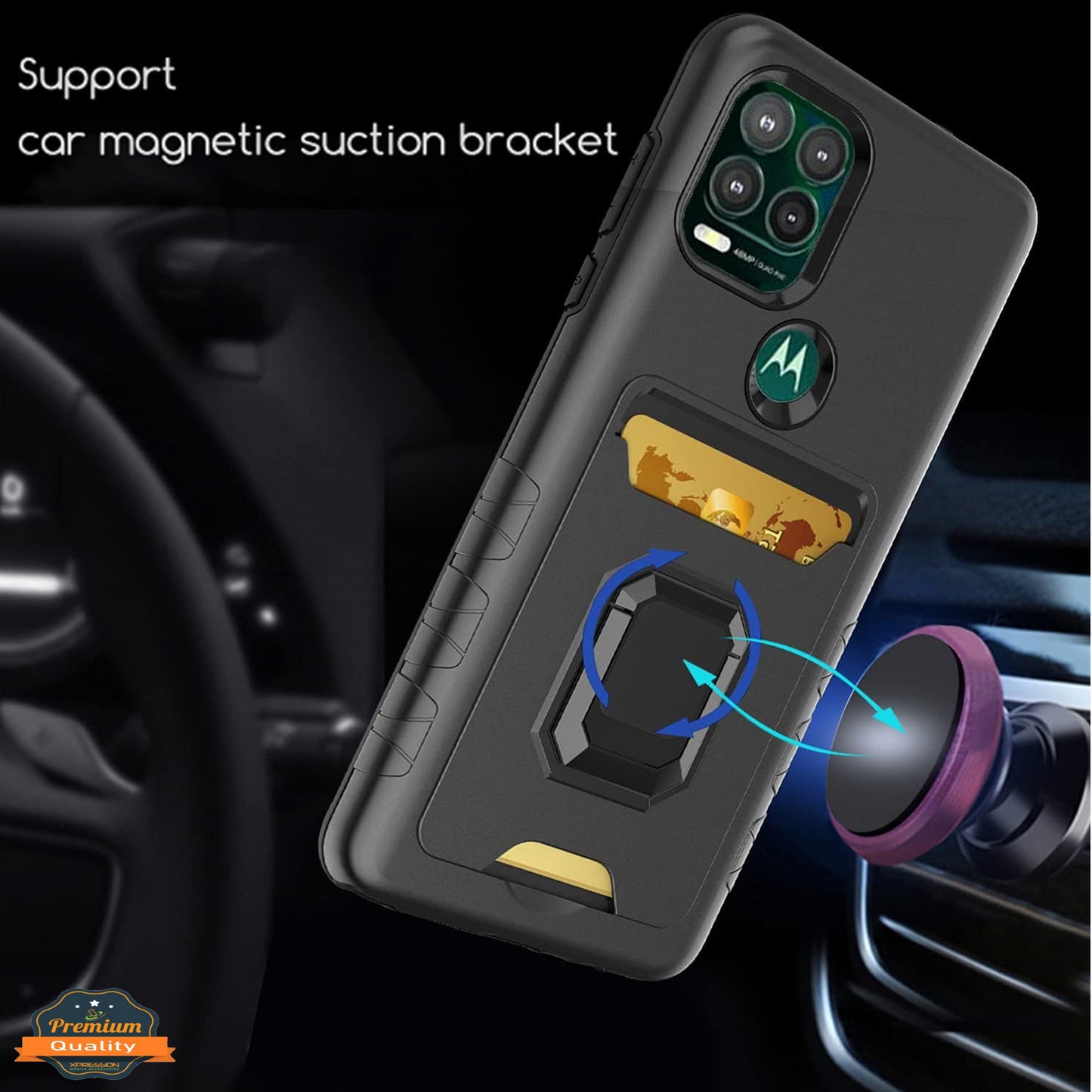 For Samsung Galaxy S22 /Plus Ultra Wallet Credit Card Slot Holder Metal Ring Kickstand Heavy Duty Shockproof Hybrid Dual Layer  Phone Case Cover