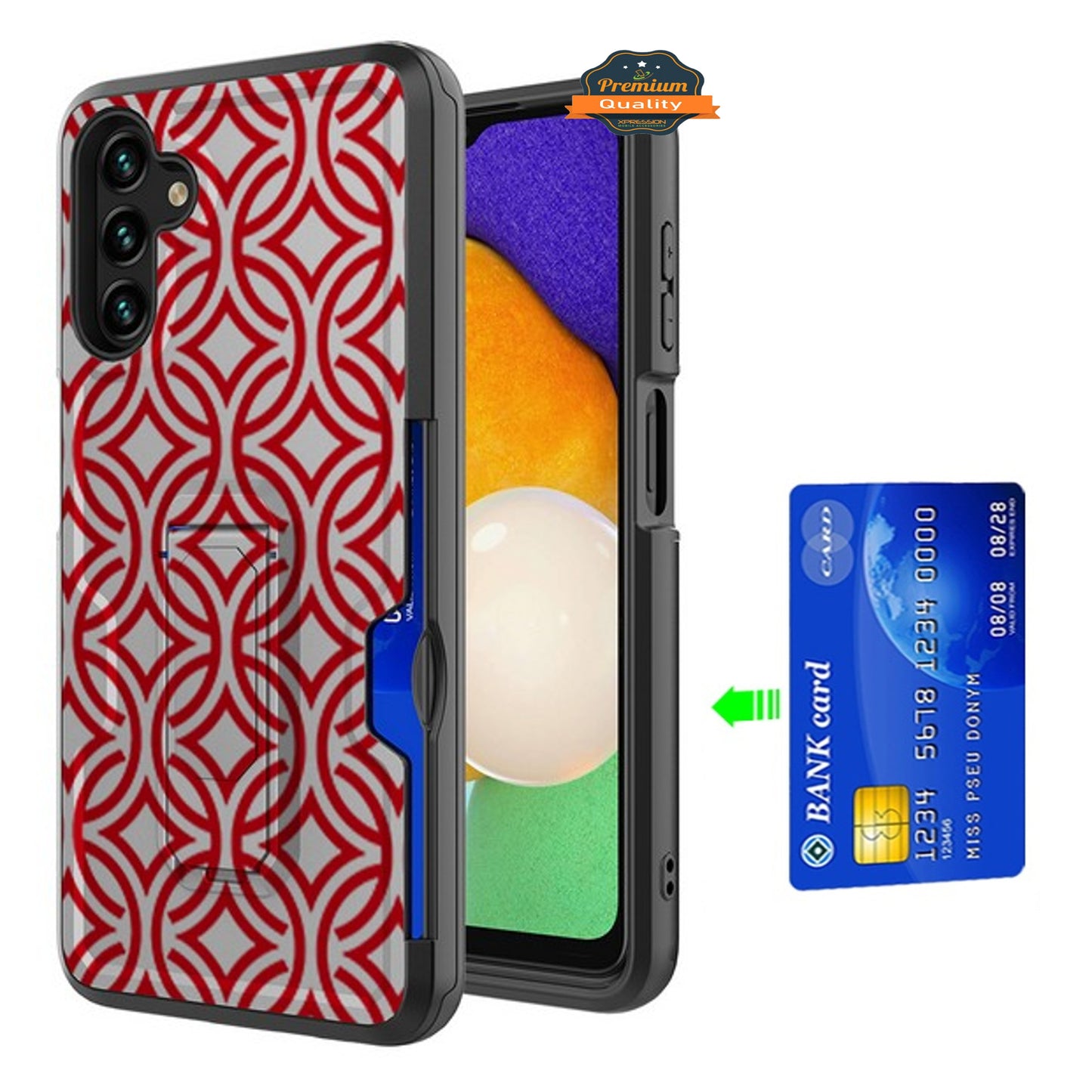 For Samsung Galaxy A13 5G Hidden Wallet Credit Card Slots with Kickstand Back Design Fashion Hybrid Shockproof Hard  Phone Case Cover