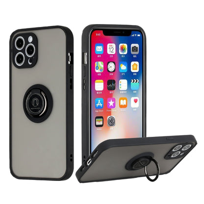 For Apple iPhone 14 (6.1") Hybrid Protective PC & TPU Shockproof with 360° Rotation Ring Metal Stand & Covered Camera  Phone Case Cover