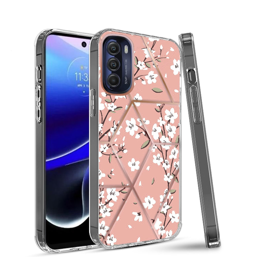 For Motorola Moto G Stylus 5G 2022 Fashion Art Floral IMD Design Beautiful Flower Pattern Hybrid PC Rubber Slim Hard Back  Phone Case Cover