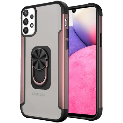 For Samsung Galaxy A33 5G Clear Military Grade Design Hybrid Protective with Ring Holder Kickstand [Magnetic Car Mount Feature]  Phone Case Cover