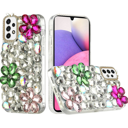 For Samsung Galaxy A33 5G Bling Crystal 3D Full Diamonds Luxury Sparkle Transparent Rhinestone Glitter Hybrid Bumper  Phone Case Cover