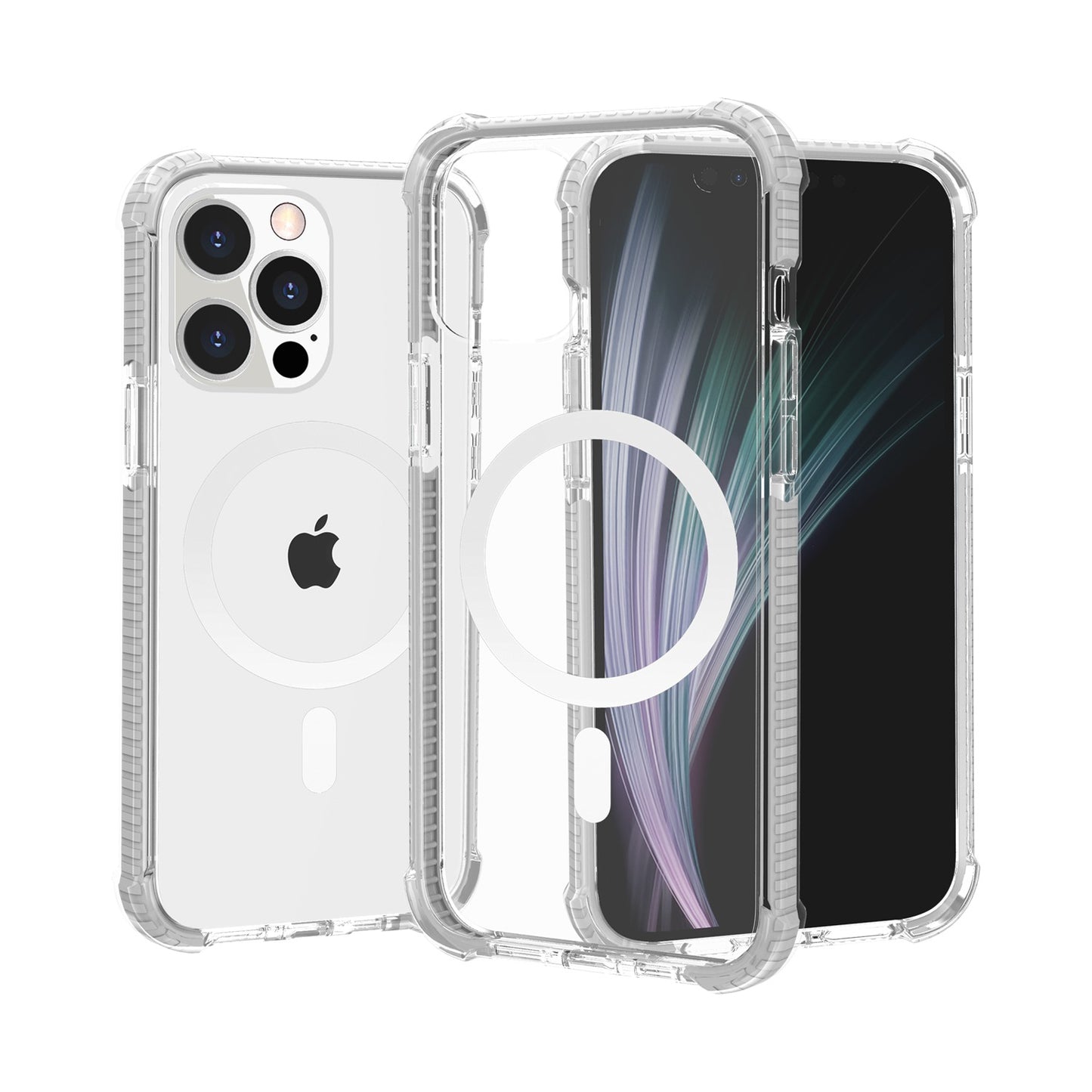 For Apple iPhone 13 /Pro Max ShockProof Hybrid Acrylic Transparent Hard PC + TPU Color Frame Bumper Compatible with MagSafe  Phone Case Cover