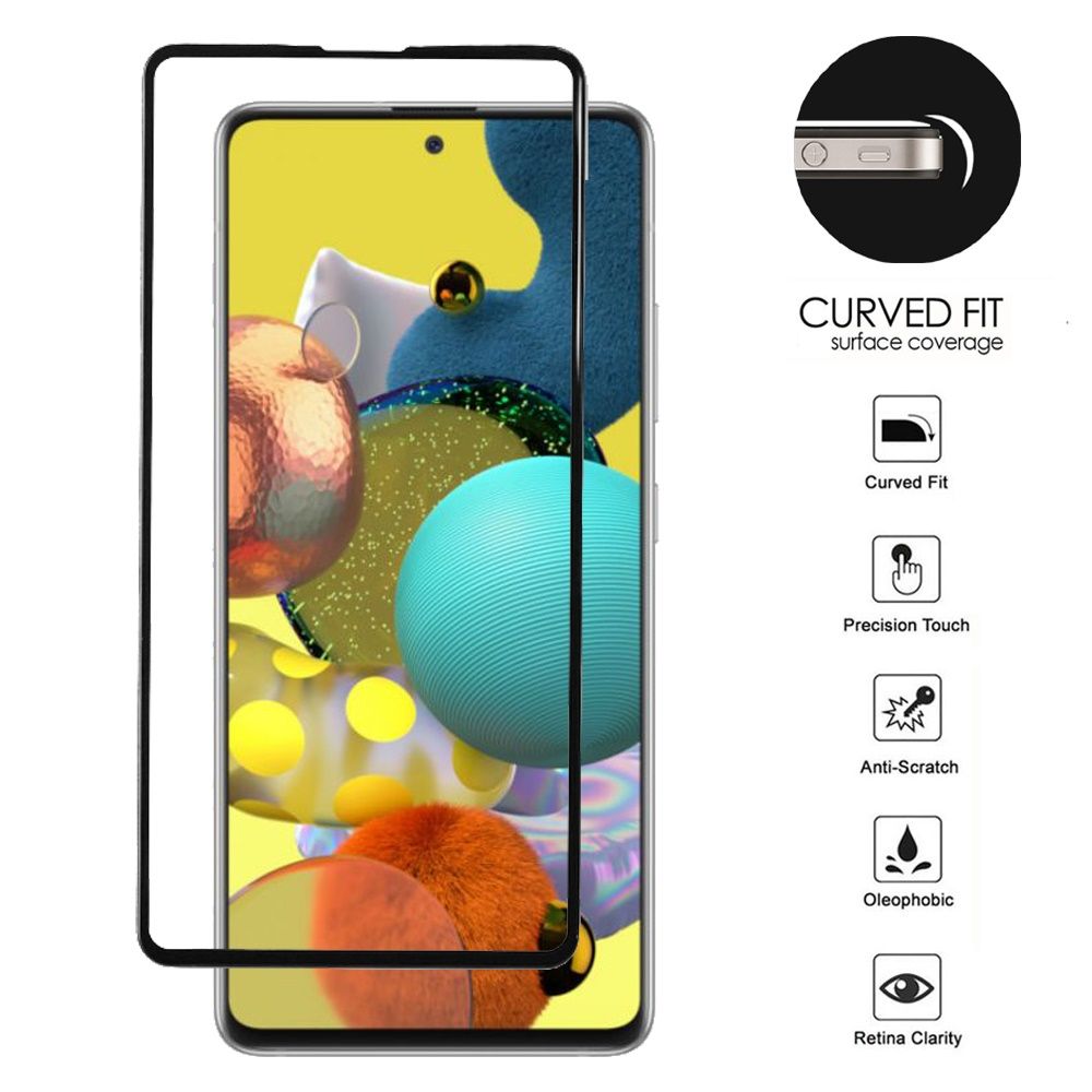 For Samsung Galaxy A51 5G Tempered Glass Screen Protector (Edge to Edge 3D Full Coverage) HD Clear Glass Black edged 9H Hardness Clear Black Screen Protector