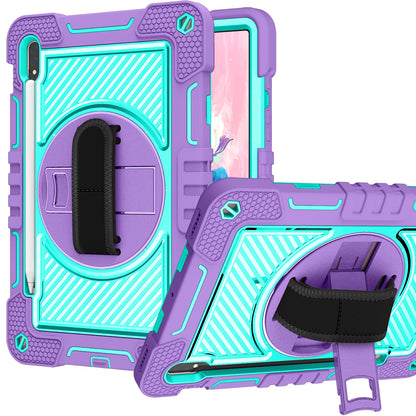 Case for Samsung Galaxy Tab A8 10.5 inch (2022) Hybrid 3in1 Multi-Functional Tablet Case with Hand, Shoulder Strap, Pencil & Stand Holder Purple Teal Tablet Cover