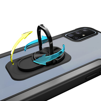 For Samsung Galaxy A71 5G Clear Military Grade Design Hybrid Protective with Ring Holder Kickstand [Magnetic Car Mount Feature]  Phone Case Cover