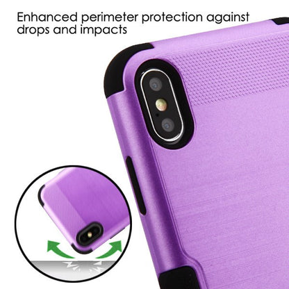 For Apple iPhone XS Max Hybrid Three Layer Hard PC Shockproof Heavy Duty TPU Rubber Anti-Drop Purple Black Phone Case Cover