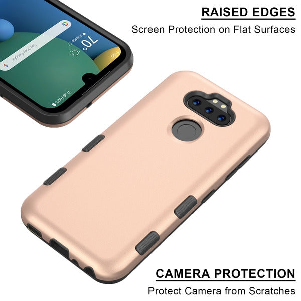 For LG K31 /Aristo 5/Fortune 3/Tribute Monarch / Phoenix 5 Hybrid Dual Layer Hard PC Cases Shockproof TPU Bumper Rose Gold Phone Case Cover