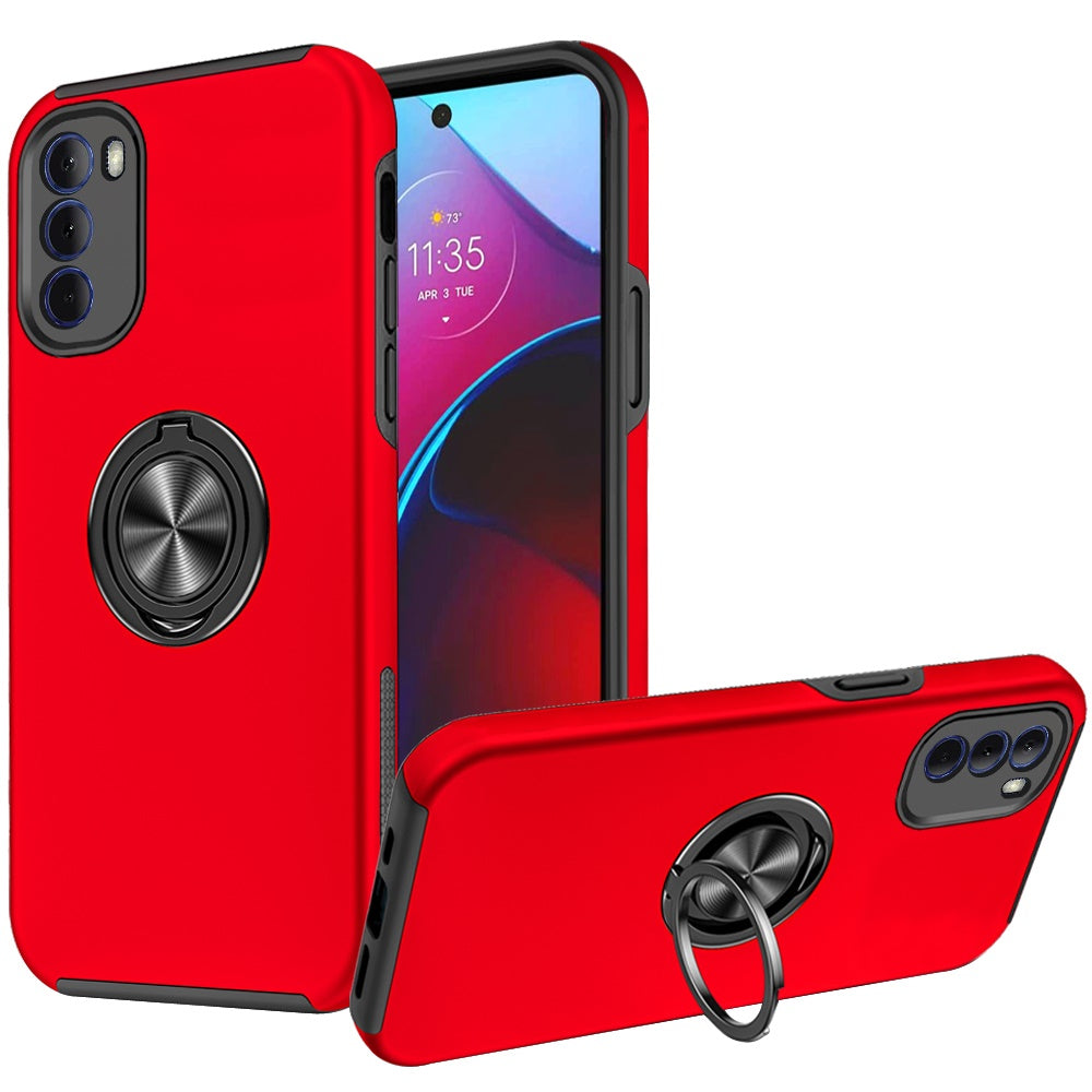 For Motorola Moto G Stylus 2022 4G Hybrid Slim with Metal Invisible Ring Stand Holder Fit Magnetic Car Mount Shockproof  Phone Case Cover