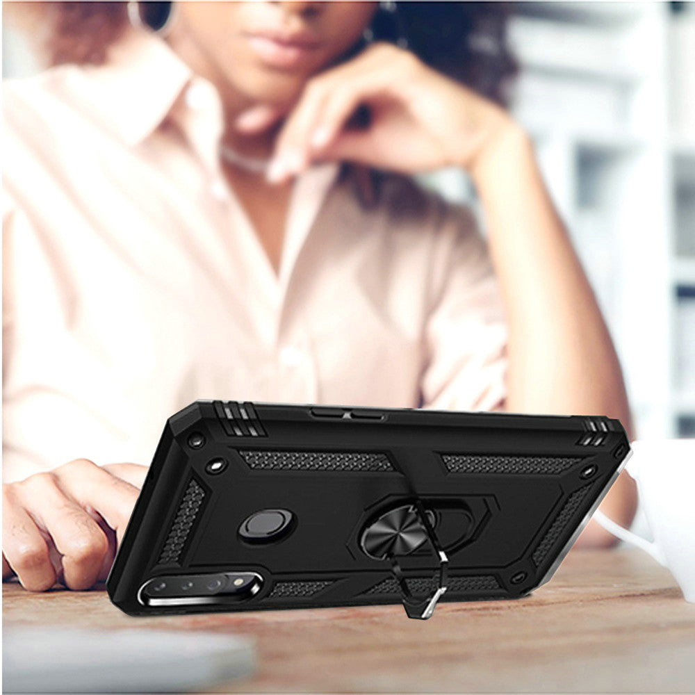 For Samsung Galaxy A02S Hybrid Durable 360 Degree Rotatable Ring Stand Holder Kickstand Fit Magnetic Car Mount  Phone Case Cover