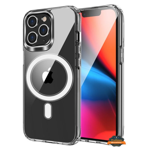 For Apple iPhone 14 Plus (6.7") Magnetic Case Compatible with Magsafe Wireless Charger & Card Wallet Transparent Clear Phone Case Cover