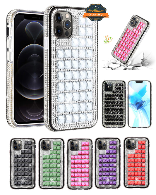 For Samsung Galaxy A22 5G Fashion Luxury 3D Bling Diamonds Rhinestone Jeweled Shiny Crystal Hybrid TPU + PC Bumper Hard Black Phone Case Cover