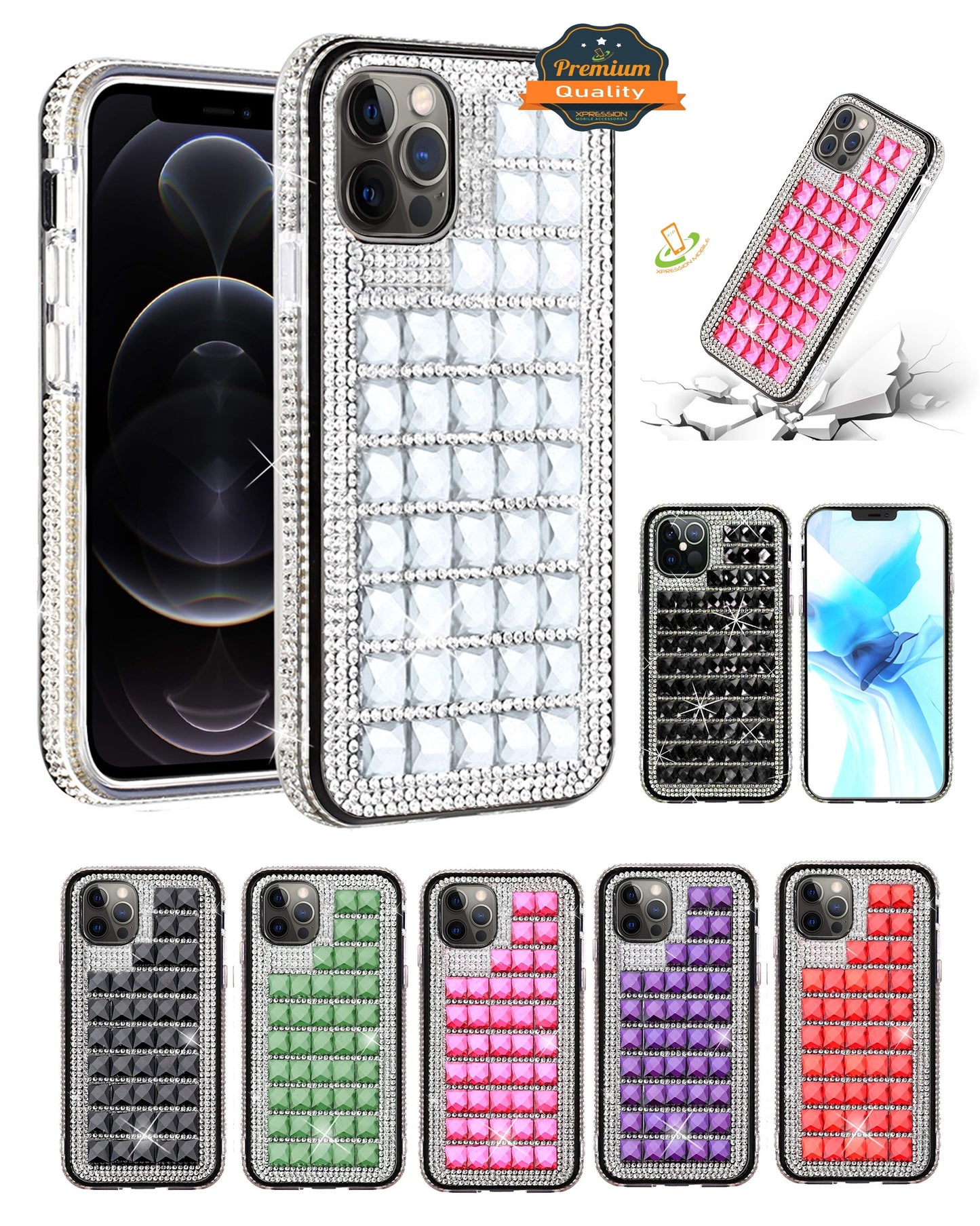 For Samsung Galaxy A33 5G Luxury 3D Bling Diamonds Rhinestone Jeweled Shiny Crystal Hybrid TPU Bumper Hard PC  Phone Case Cover