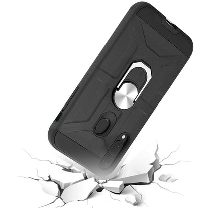 For Samsung Galaxy A02S Cases with Stand Kickstand Ring Holder [360° Rotating] Armor Dual Layer Work with Magnetic Car Mount PC+TPU Hard  Phone Case Cover