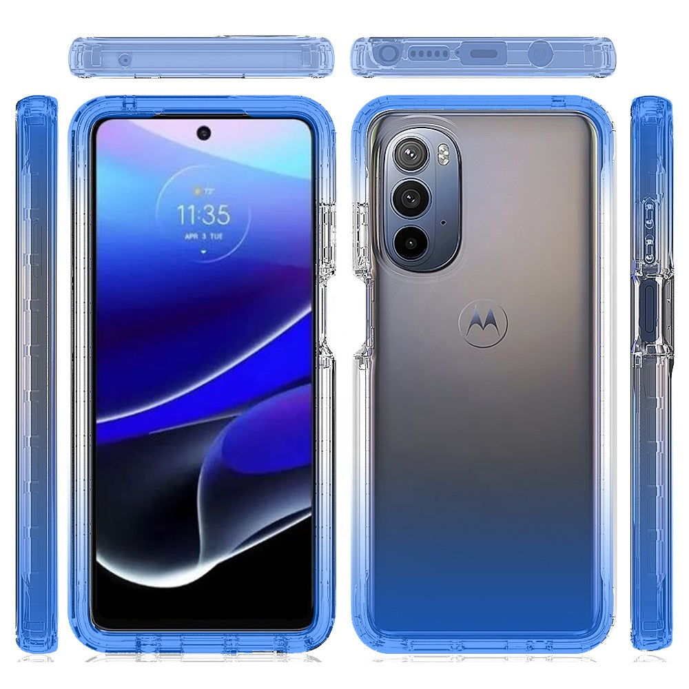 For Motorola Moto G Stylus 5G 2022 Dual Layer Hybrid Clear Gradient Two Tone Transparent Shockproof TPU Hard PC Frame  Phone Case Cover