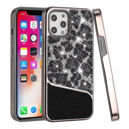 For Apple iPhone 12 Pro Max (6.7") Bling Animal Skin Design Glitter Hybrid Thick TPU Shiny Protective Rubber Frame  Phone Case Cover