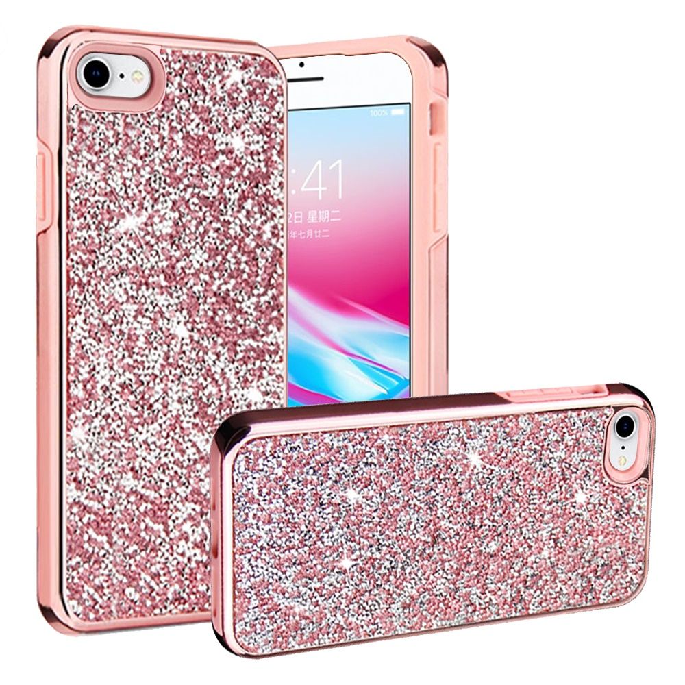 For Apple iPhone SE 3 (2022) SE/8/7 Bling Rhinestone Diamond Shiny Glitter Hybrid Dual Layer Rugged Shell Hard PC TPU  Phone Case Cover