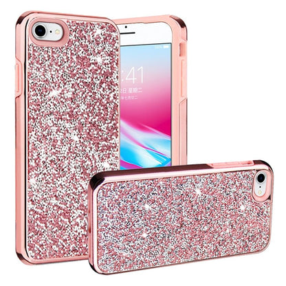 For Apple iPhone SE 3 (2022) SE/8/7 Bling Rhinestone Diamond Shiny Glitter Hybrid Dual Layer Rugged Shell Hard PC TPU  Phone Case Cover