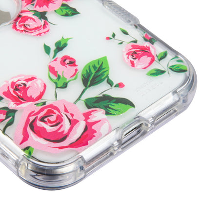 For Apple iPhone 11 Pro Hybrid Dual Layer Transparent Flower Design Hard PC Cases Shockproof TPU Rugged Pink Roses Phone Case Cover