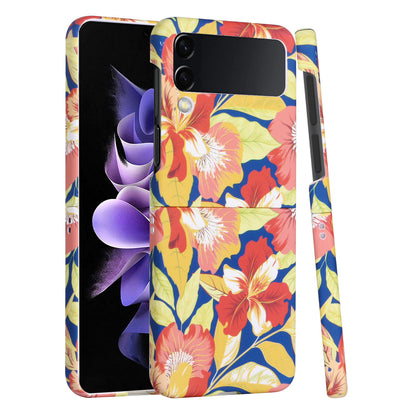 For Samsung Galaxy Z Flip 4 5G Bliss Floral Stylish Design Hybrid Rubber TPU Hard PC Shockproof Armor Slim  Phone Case Cover