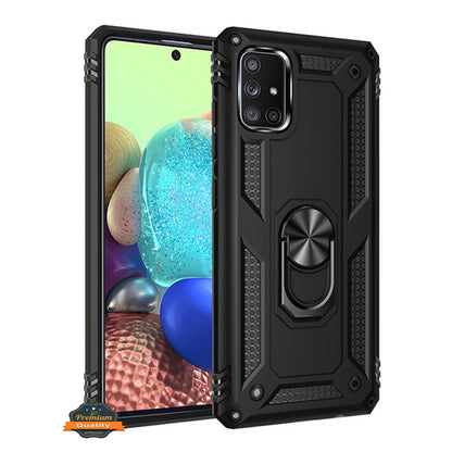 For Samsung Galaxy A71 5G Shockproof Hybrid Dual Layer PC + TPU with Ring Stand Metal Kickstand Heavy Duty Armor Shell  Phone Case Cover