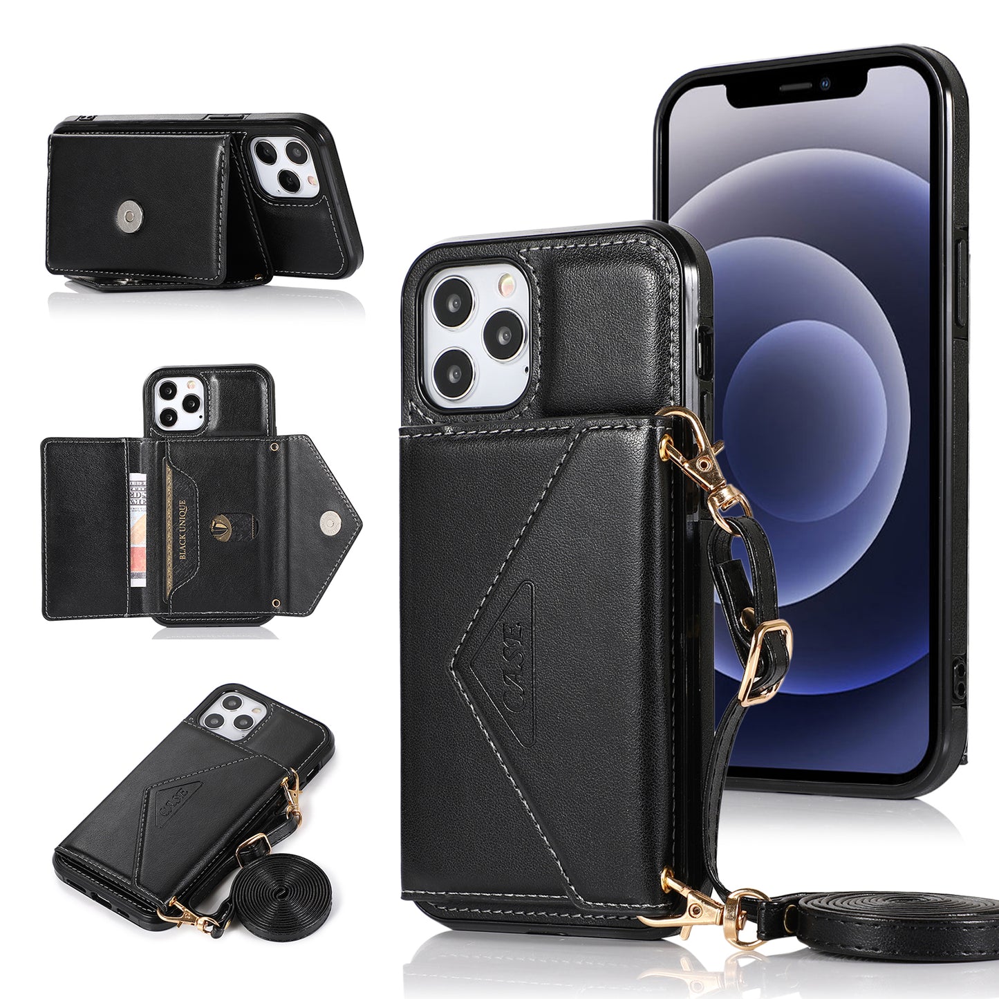 For Samsung Galaxy A53 5G Wallet Case Credit Card ID Holder Lanyard Detachable Neck Strap Protective Flip Slim PU Leather  Phone Case Cover