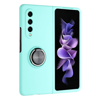 For Samsung Galaxy Z Fold 3 5G Hybrid 360 Degree Rotatable Metal Invisible Ring Stand Holder Fit Magnetic Car Mount Shockproof Slim  Phone Case Cover