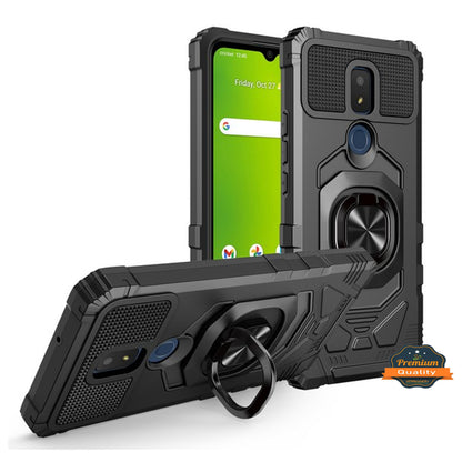 For AT&T Motivate 2 Hybrid Magnetic Car Mount 360° Rotating Ring Kickstand Stand Holder Armor Protective [Military Grade]  Phone Case Cover