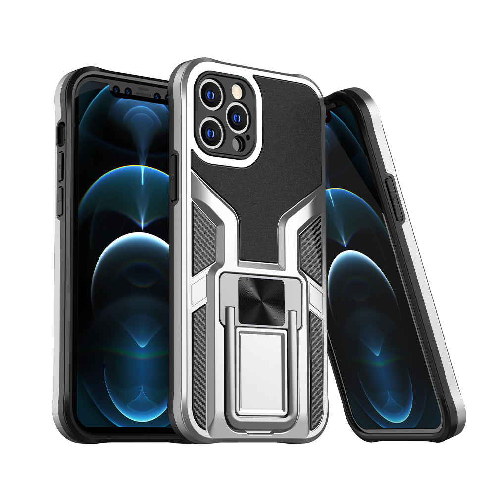 For Apple iPhone 12 Pro Max (6.7") Shockproof [Military-Grade] with Metal Magnetic Kickstand, Hybrid Rugged TPU Heavy Duty  Phone Case Cover