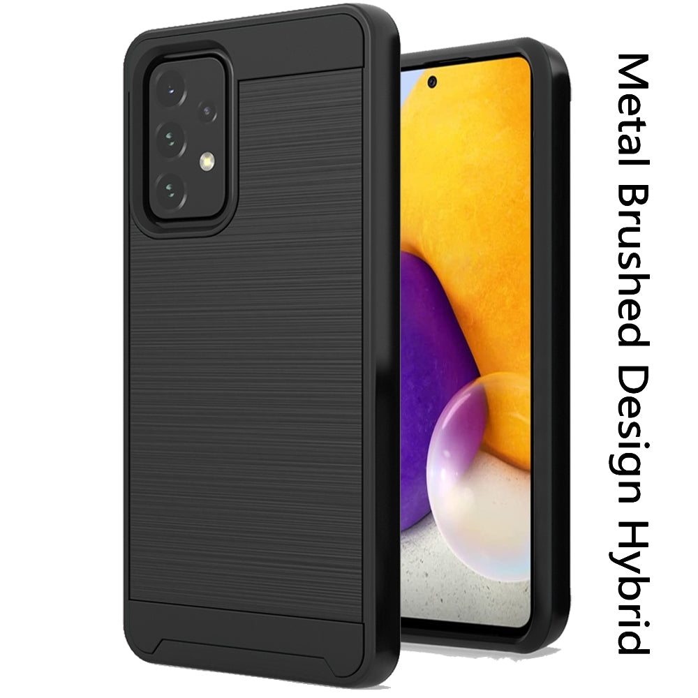 For Samsung Galaxy A73 5G Hybrid Rugged Brushed Metallic Design [Soft TPU + Hard PC] Dual Layer Shockproof Armor Impact  Phone Case Cover