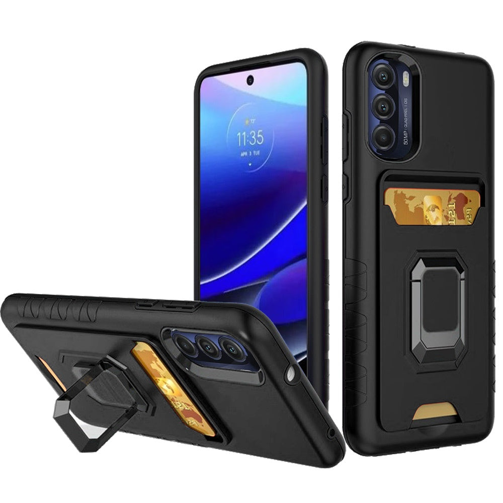For Motorola Moto G Stylus 5G 2022 Wallet Case Designed with Credit Card Holder & Kickstand Ring Heavy Duty Hybrid  Phone Case Cover