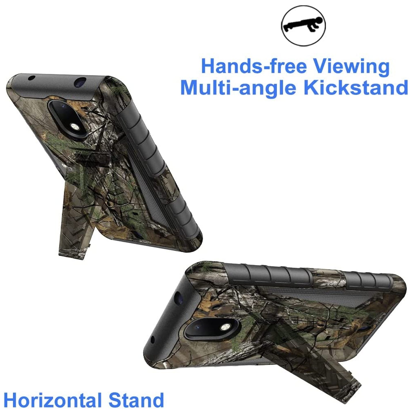 For T-Mobile Revvl 6 Pro 5G Swivel Belt Clip Holster with Built-in Kickstand, Heavy Duty Hybrid 3in1 Shockproof Defender Camo Camouflage Phone Case Cover