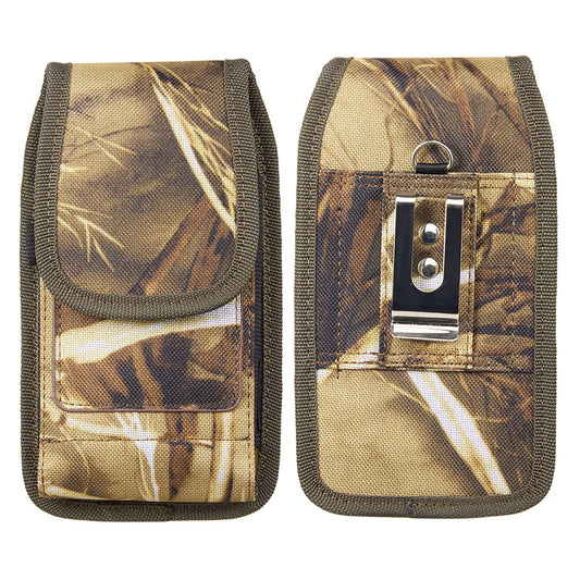 Universal Vertical Nylon Cell Phone Holster Case with Dual Credit Card Slots, Belt Clip Pouch and Belt Loop for Apple iPhone Samsung Galaxy LG Moto All Mobile phones Size 6.3" Universal Nylon [Camo Print]