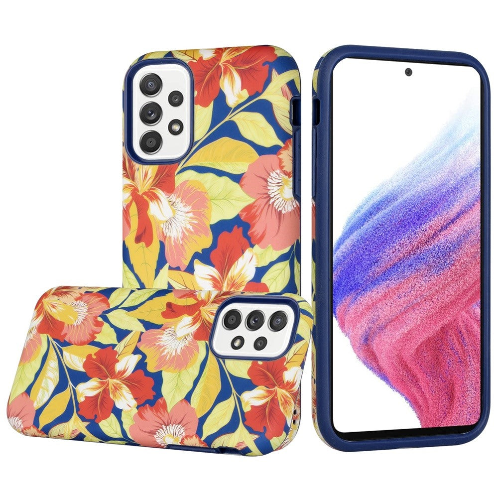 For Apple iPhone 14 (6.1") Bliss Floral Stylish Design Hybrid Rubber Silicone TPU Hard Shockproof Armor Slim  Phone Case Cover