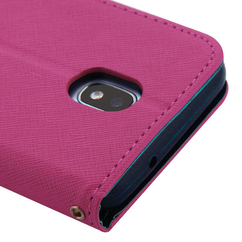 For Samsung Galaxy J3 (2018)/ Galaxy J3 Star/ Galaxy J3 PU Leather Wallet with Credit Card Holder Storage Folio Flip Pouch Stand Pink/ Blue Phone Case Cover