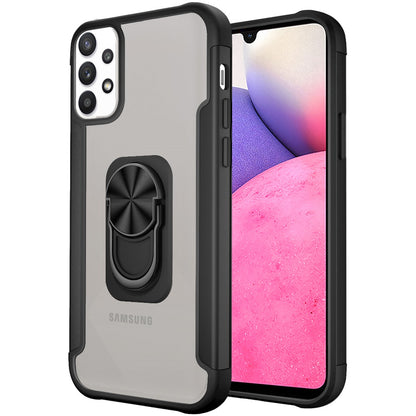 For Samsung Galaxy A33 5G Clear Military Grade Design Hybrid Protective with Ring Holder Kickstand [Magnetic Car Mount Feature]  Phone Case Cover