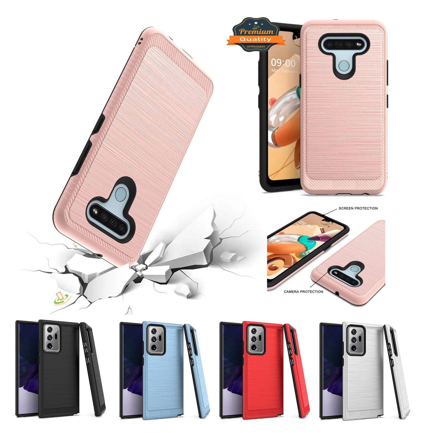 For Samsung Galaxy A33 5G Brushed Texture Rugged Carbon Fiber Design Hybrid Shockproof Dual Layers Hard PC Protective  Phone Case Cover