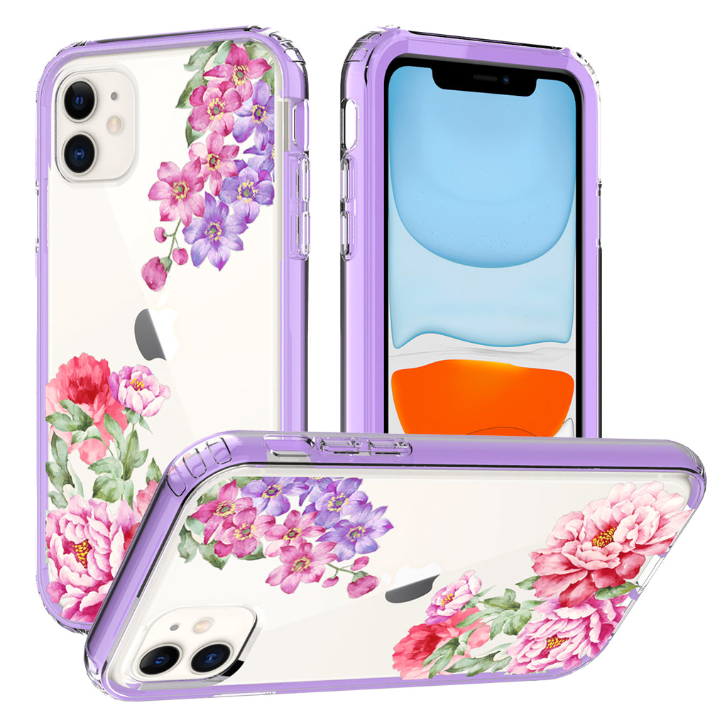 For Apple iPhone 14 (6.1") Beautiful Design 3 in 1 Hybrid Triple Layer Armor Hard PC Plastic Rubber TPU Frame  Phone Case Cover