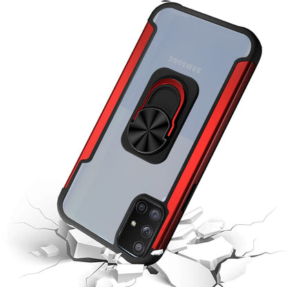 For Samsung Galaxy A71 5G Clear Military Grade Design Hybrid Protective with Ring Holder Kickstand [Magnetic Car Mount Feature]  Phone Case Cover