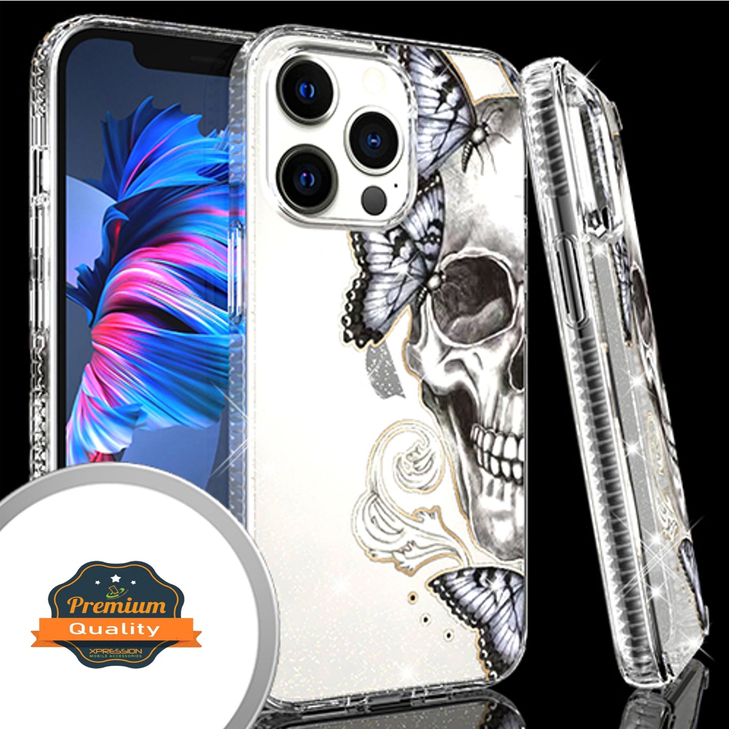 For Apple iPhone 13 /Pro Max Mini Clear Fashion IMD Pattern Design Hard Back PC Hybrid Bumper Armor TPU Soft Rubber Silicone Ultra Slim  Phone Case Cover