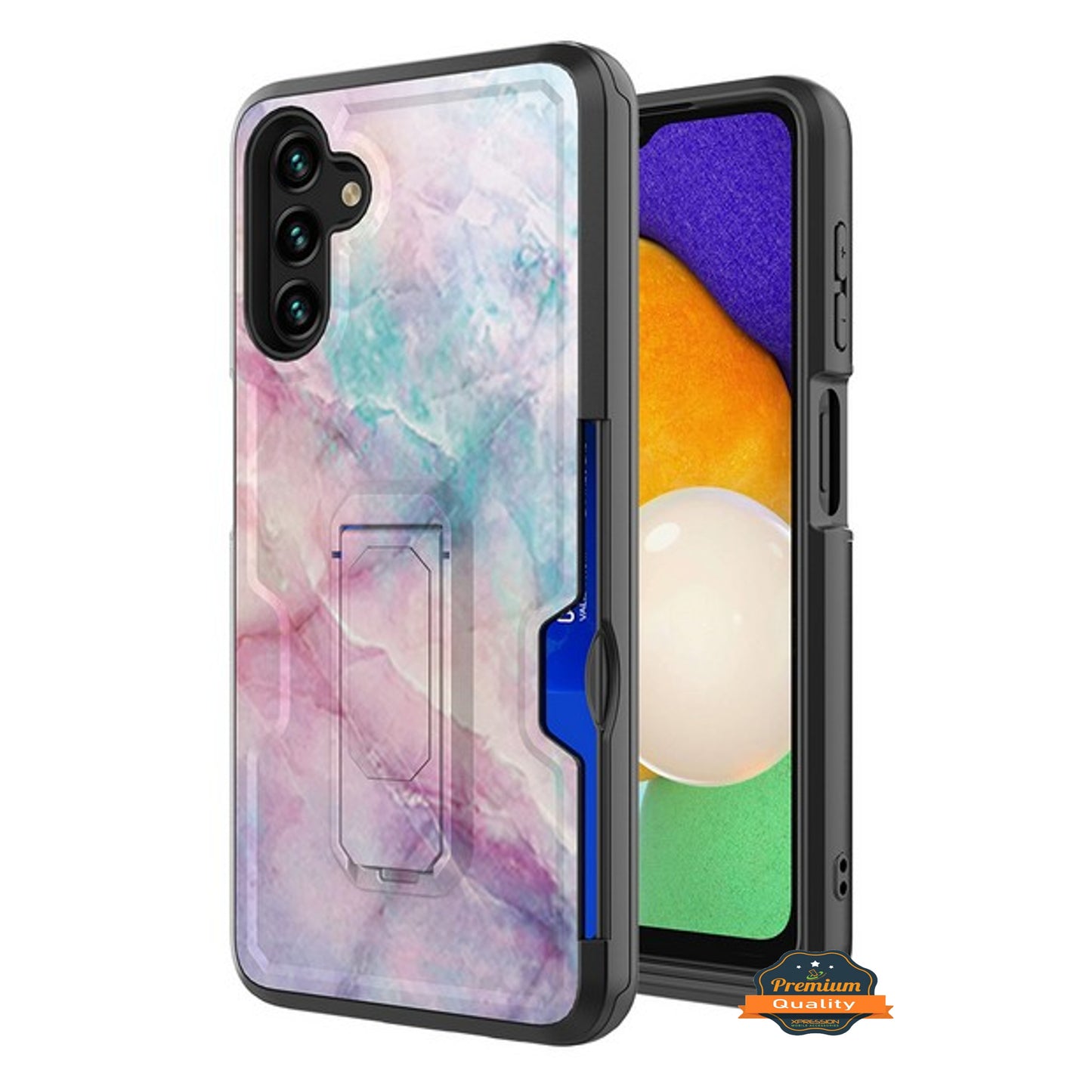 For Samsung Galaxy A03S Hidden Wallet Credit Card Slots with Kickstand Back Design Fashion Hybrid Shockproof Hard  Phone Case Cover