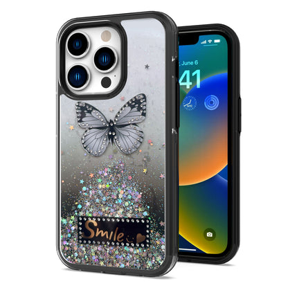 For Motorola Moto G Stylus 5G 2022 Butterfly Smile Glitter Bling Sparkle Epoxy Glittering Shining Hybrid Hard PC TPU  Phone Case Cover